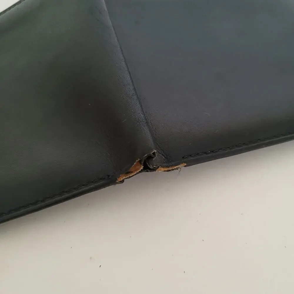 Dunhill Designer Mens Wallet Black Bifold Leather Folding Compact Medium Logo